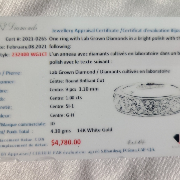 14K White Gold 1 Carat Diamond Anniversary Band - Picture 1 of 9
